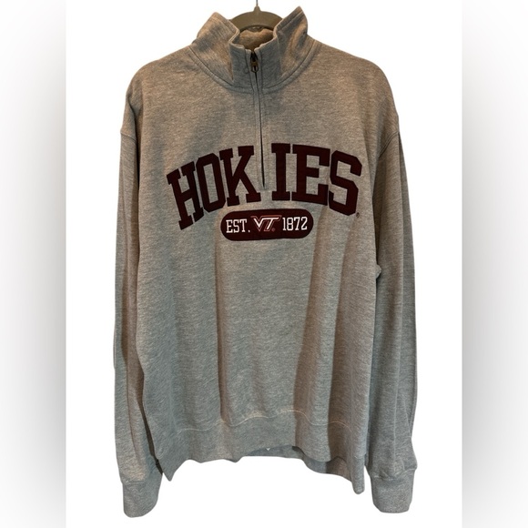 Blue 84 Virginia Tech Hokies 1/4 Zip Sweatshirt Men's Gray Size Lg NWOT - Picture 1 of 6